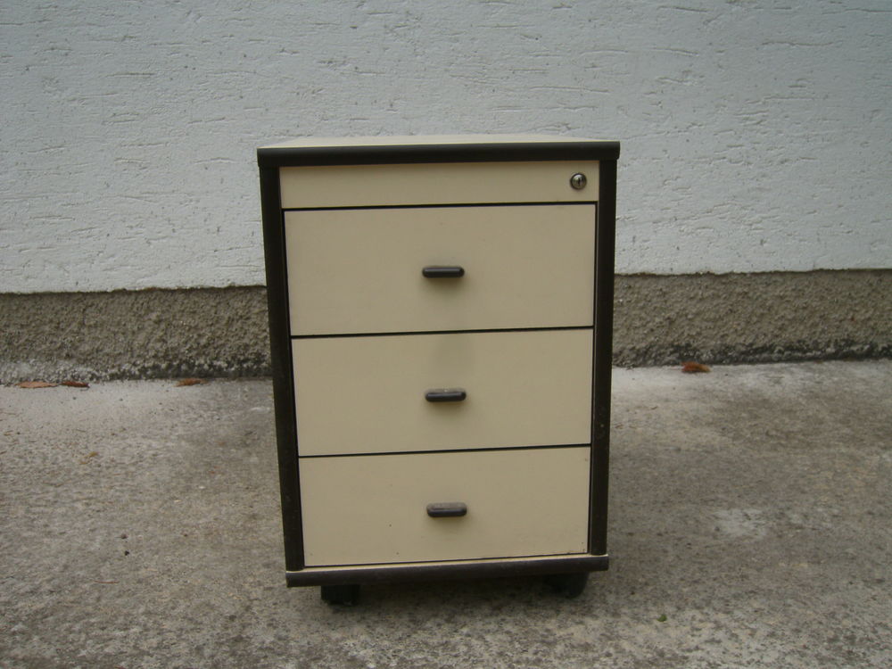 Caisson de bureau en bois sur roues avec 3 tiroirs Meubles