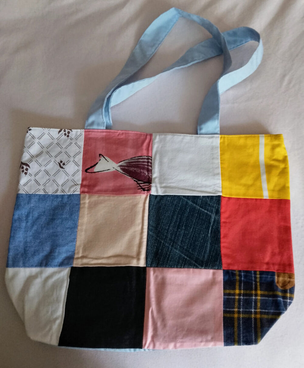 Sac patchwork en tissu et jean fait main Maroquinerie