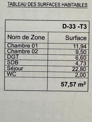  Appartement à vendre 3 pièces 58 m²
