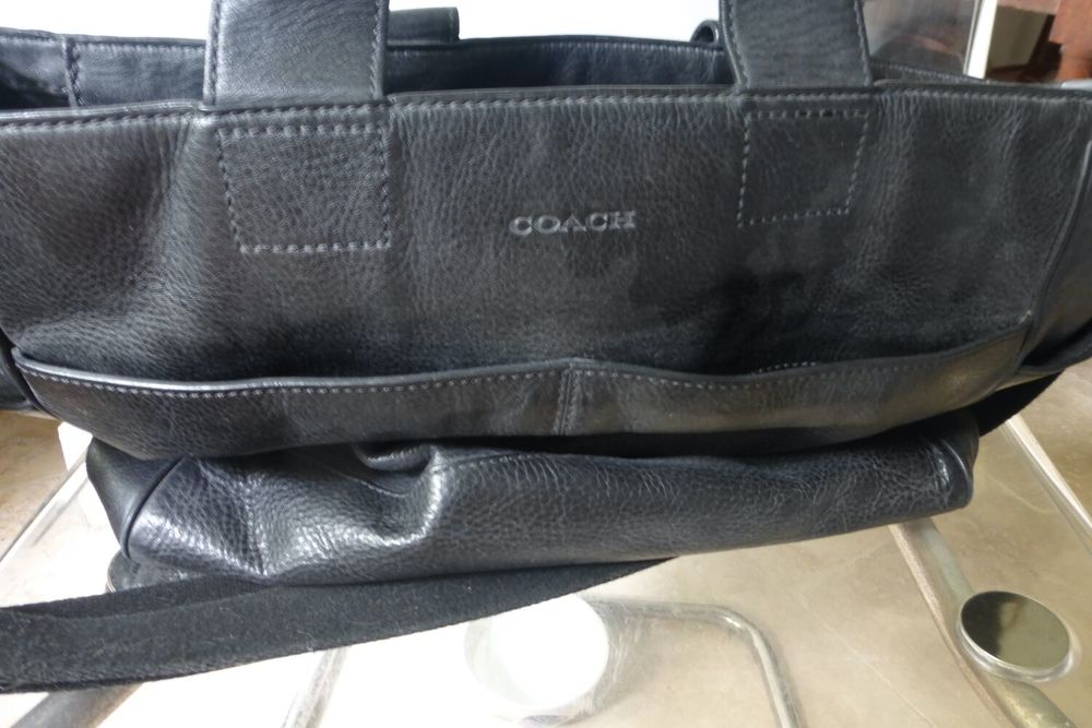 Sac de voyage en cuir noir ou grand cartable. excellent &eacute;tat Maroquinerie