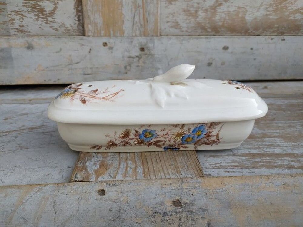 Ancienne Boite Porte Brosse &agrave; Dent Porcelaine Th&egrave;me Floral 
