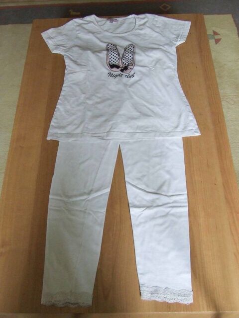 Pyjama 2 pi�ces, Blanc, Femme, T. 2 (38) 8 Bagnolet (93)