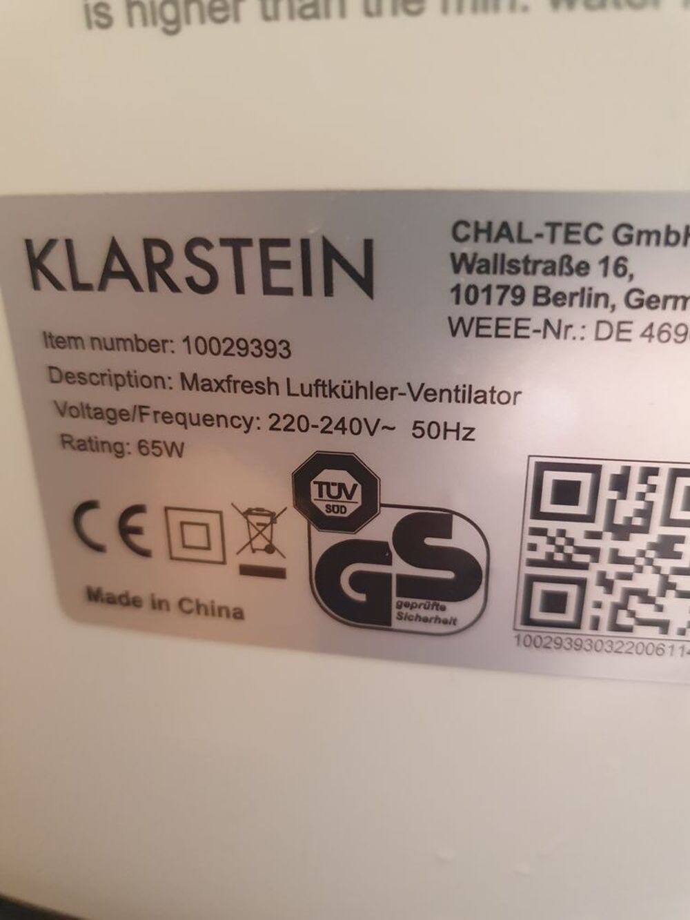 rafra&icirc;chisseur d'air klarstein Electroménager