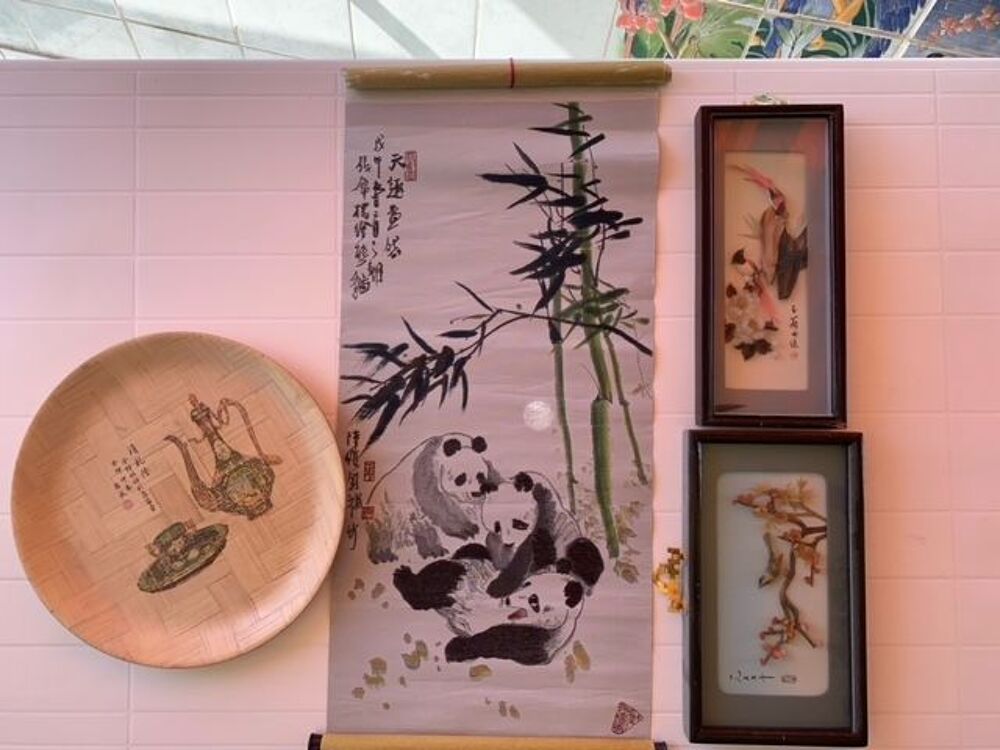 Tableaux chinois et reliques, plateau Décoration