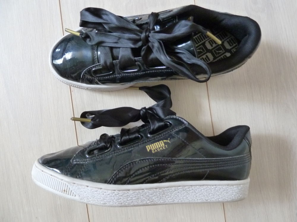 Basket sneakers heart patent PUMA noir vernis P38 Chaussures