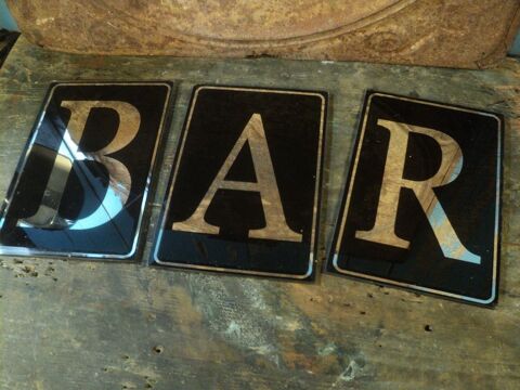 Anciennes Lettres BAR Verre Miroir Biseaut Dco Bistro  75 Loches (37)