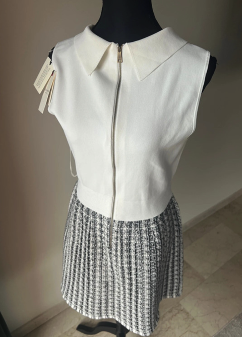 robe ted baker knit bodice shift ? noir & blanc ? taille L 150 Nice (06)