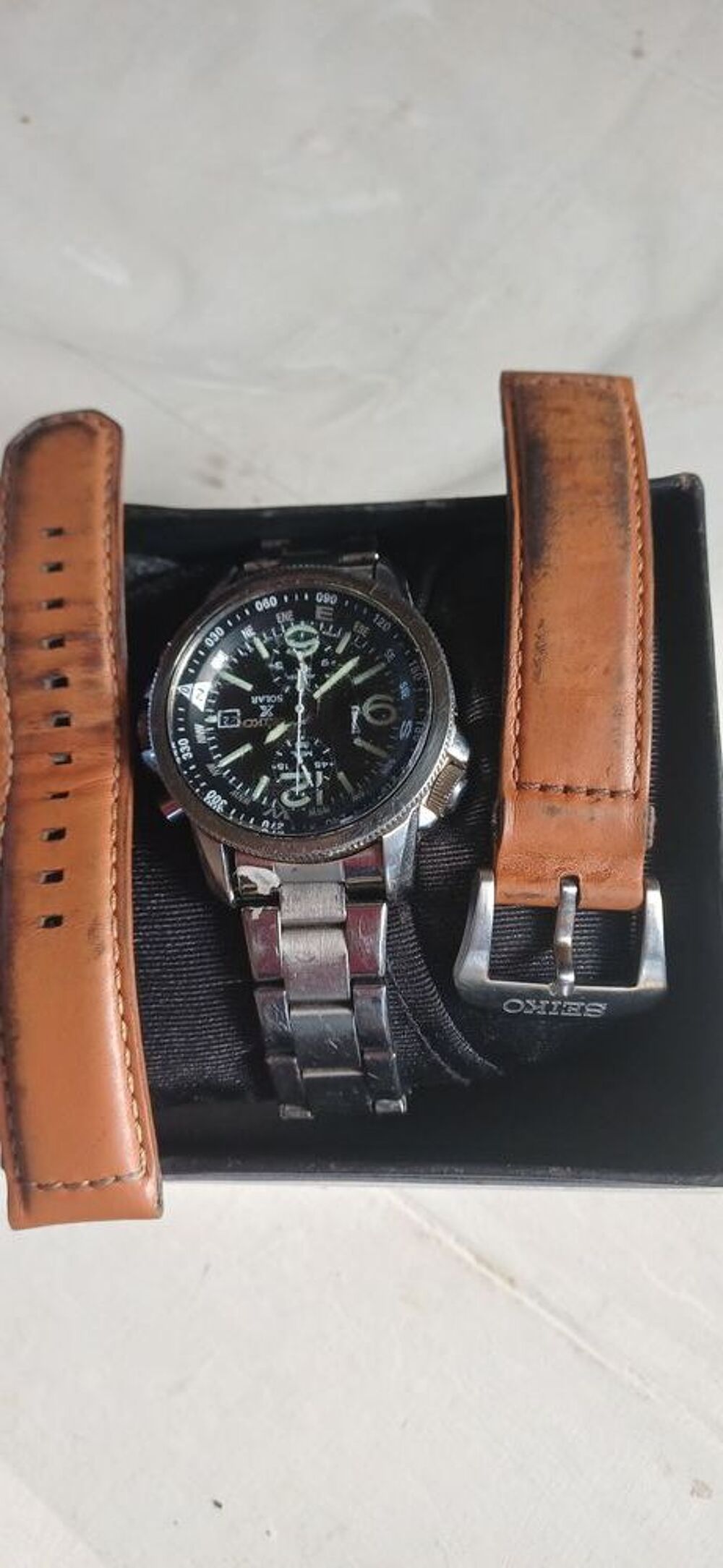Seiko SSC081P Montre solar avec boussole Bijoux et montres