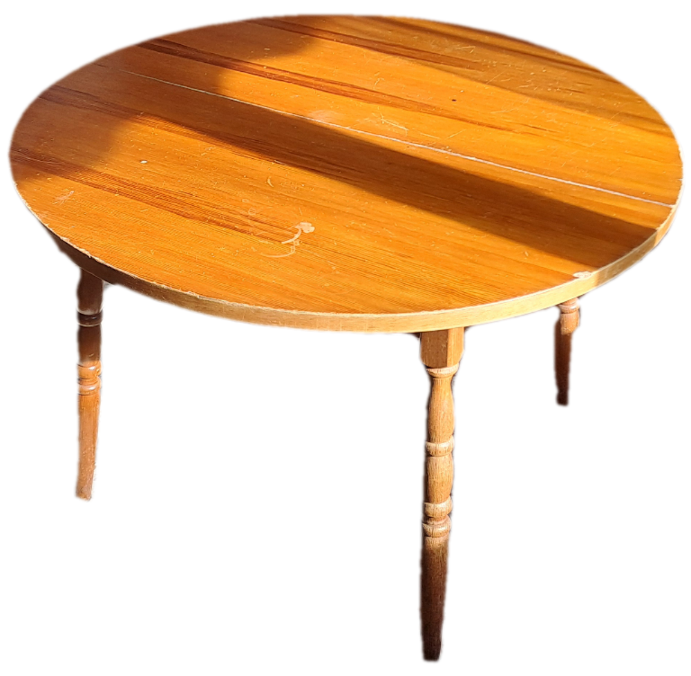 Table ronde et ovale avec rallonge, bois. Meubles