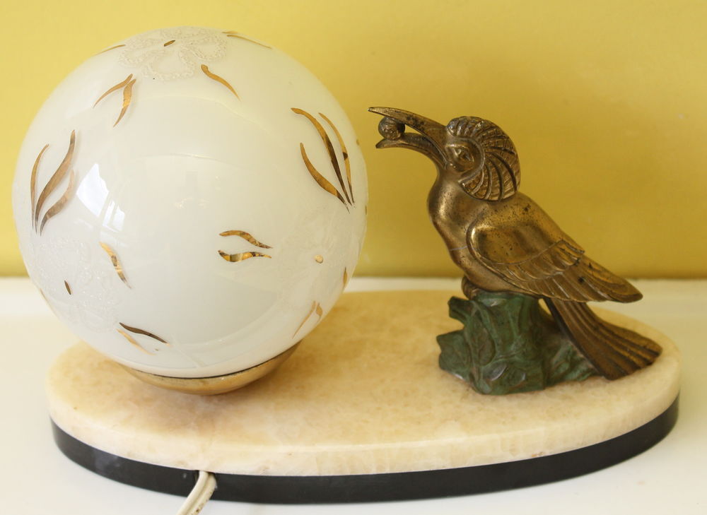 Lampe veilleuse art deco 1930 -40 oiseau exotique Décoration