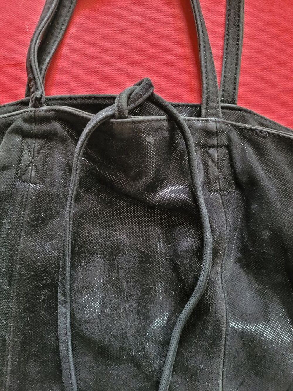 Grand Sac Cabas XL100% cuir,Noir paillet&eacute;, PETITE MENDIGOTE Maroquinerie