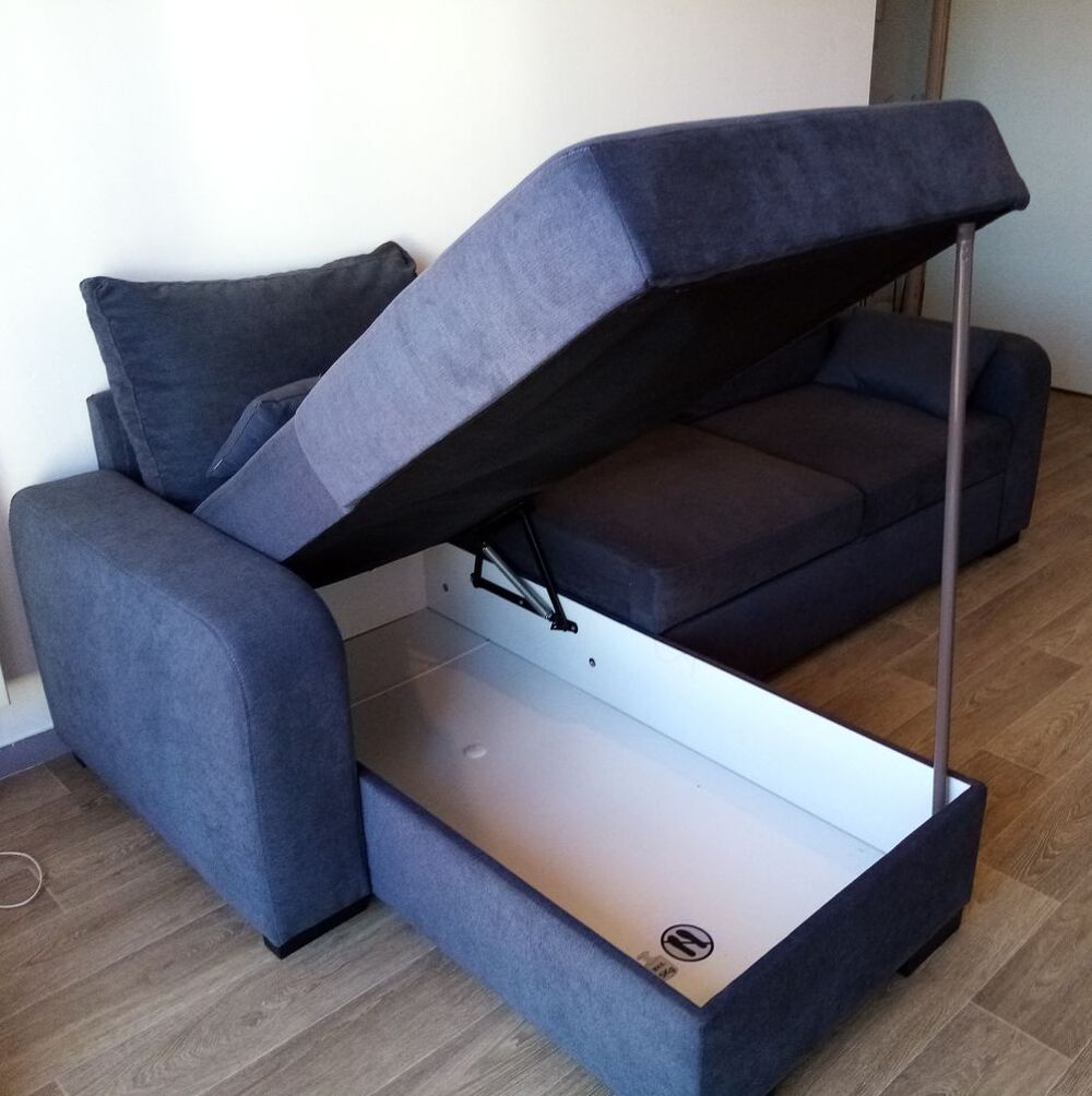 Canap&eacute; d'angle convertible,m&eacute;ridienne r&eacute;versible, tissu gris Meubles