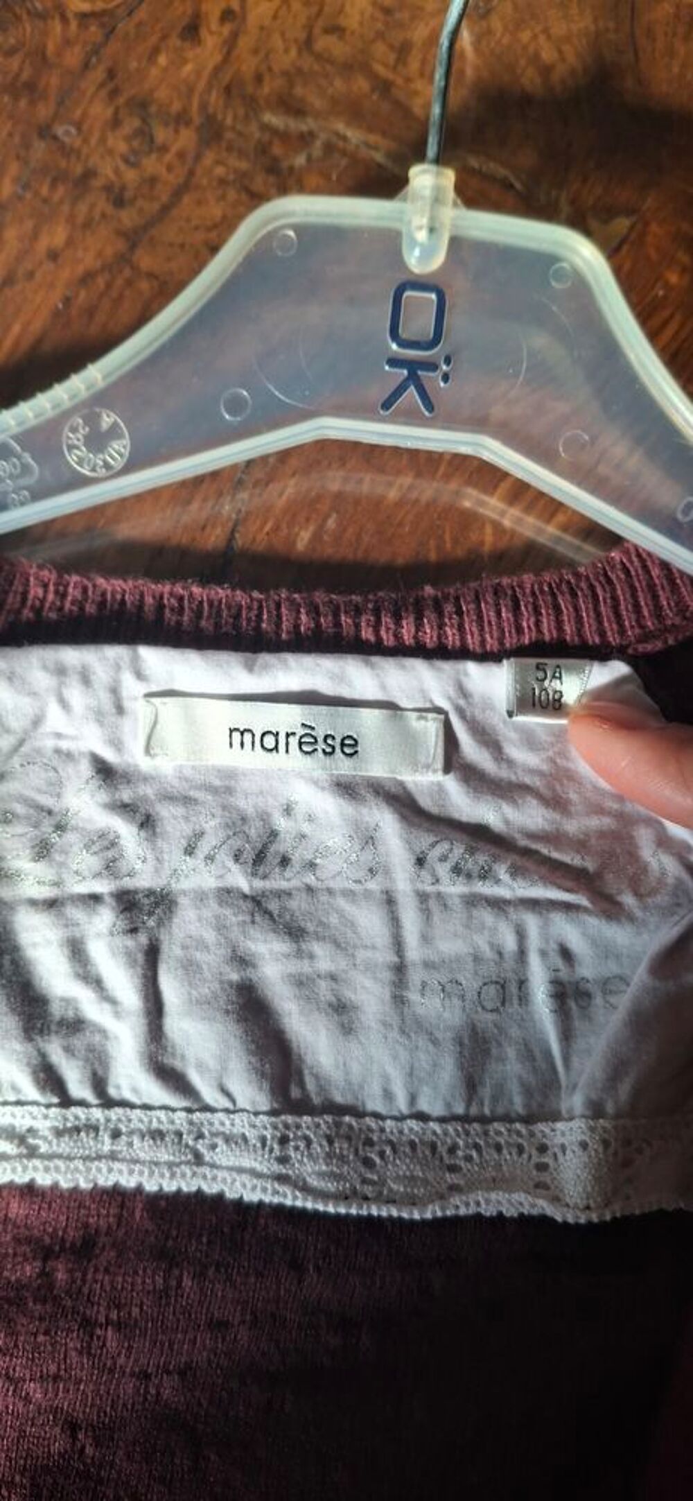 Gilet fille bordeaux marque Mar&egrave;se taille 5 ans Vêtements enfants