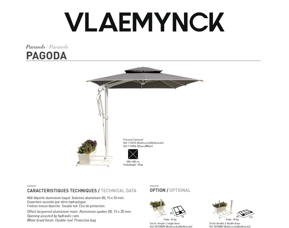 Doubles Parasols marque Vlaemynck Jardin