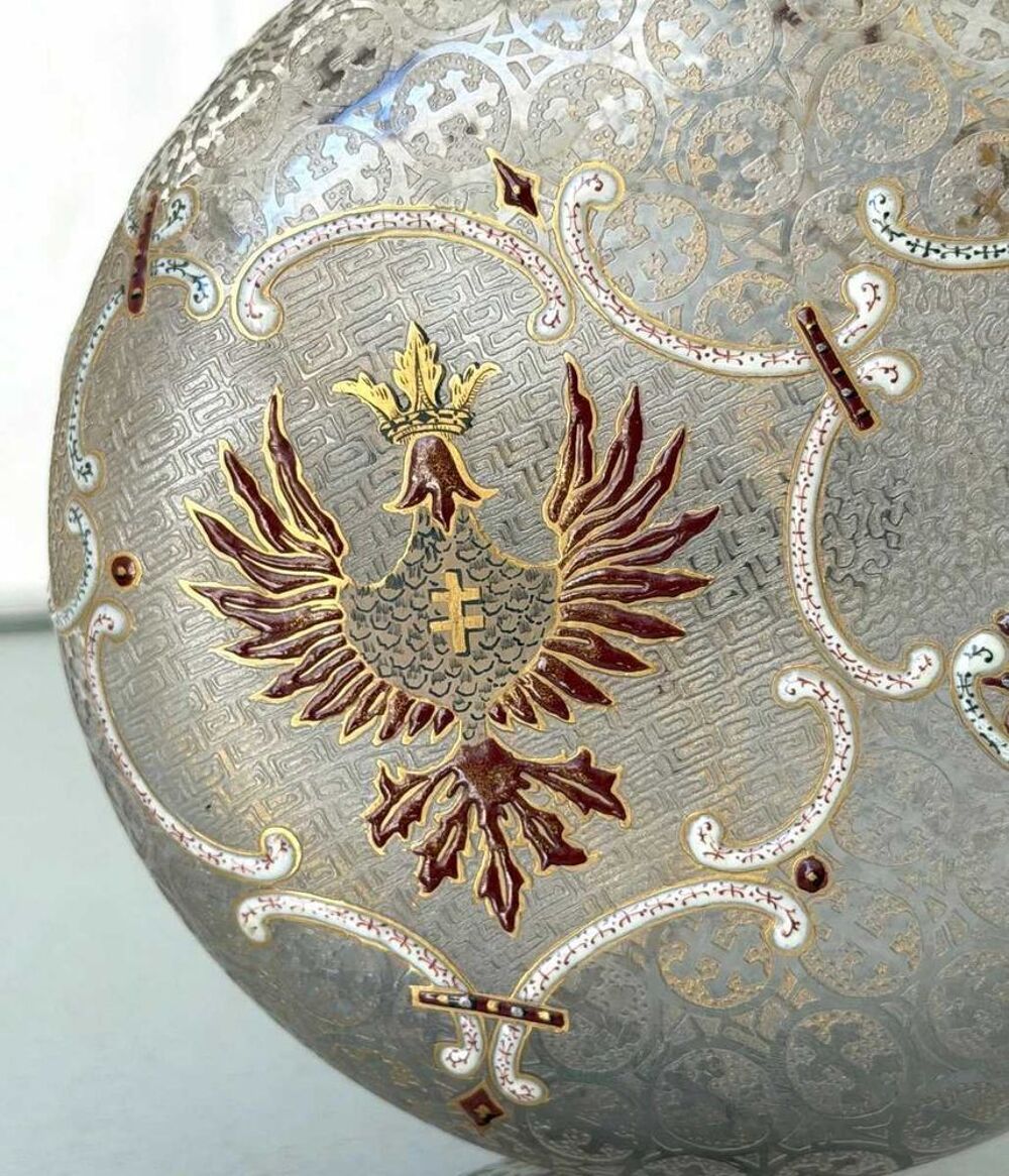 TR&agrave; &amp;#136;S RARE DAUM NAN&agrave; &amp;#135;Y GOURDE DOMREMY LA PUCELLE JEANNE D'ARC D'EPOQUE ART NOUVEAU DE 1892 EXACTEMENT REPRESENTANT LA GOURDE DE JEANNE D'ARC 