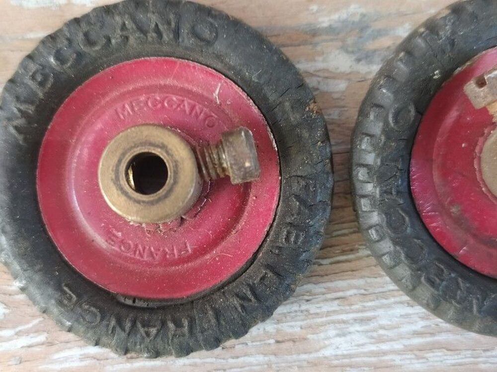 Ancien Jeu Meccano Pi&egrave;ces Accessoires Roues M&eacute;tal Lot 02 