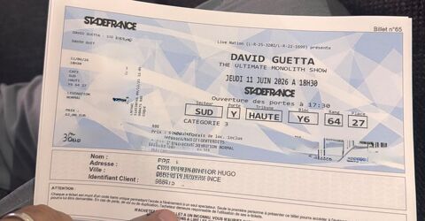 2 places David Guetta, au stade de France, le 11 juin 2026
150 Bordeaux (33)