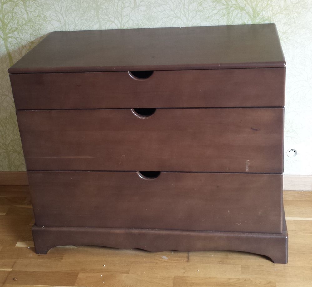 Commode Alin&eacute;a 3 tiroirs brun/noir Meubles