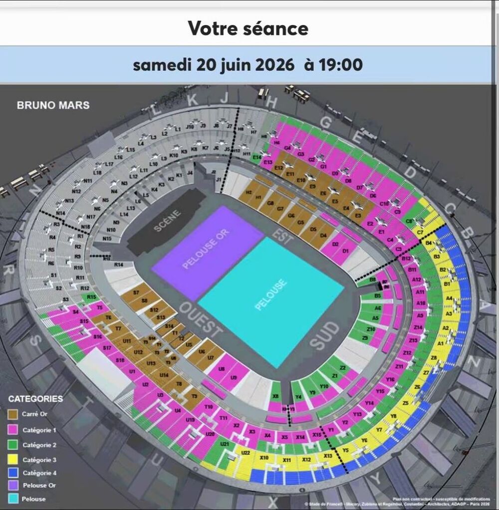 Place de concert Bruno mars Billetterie