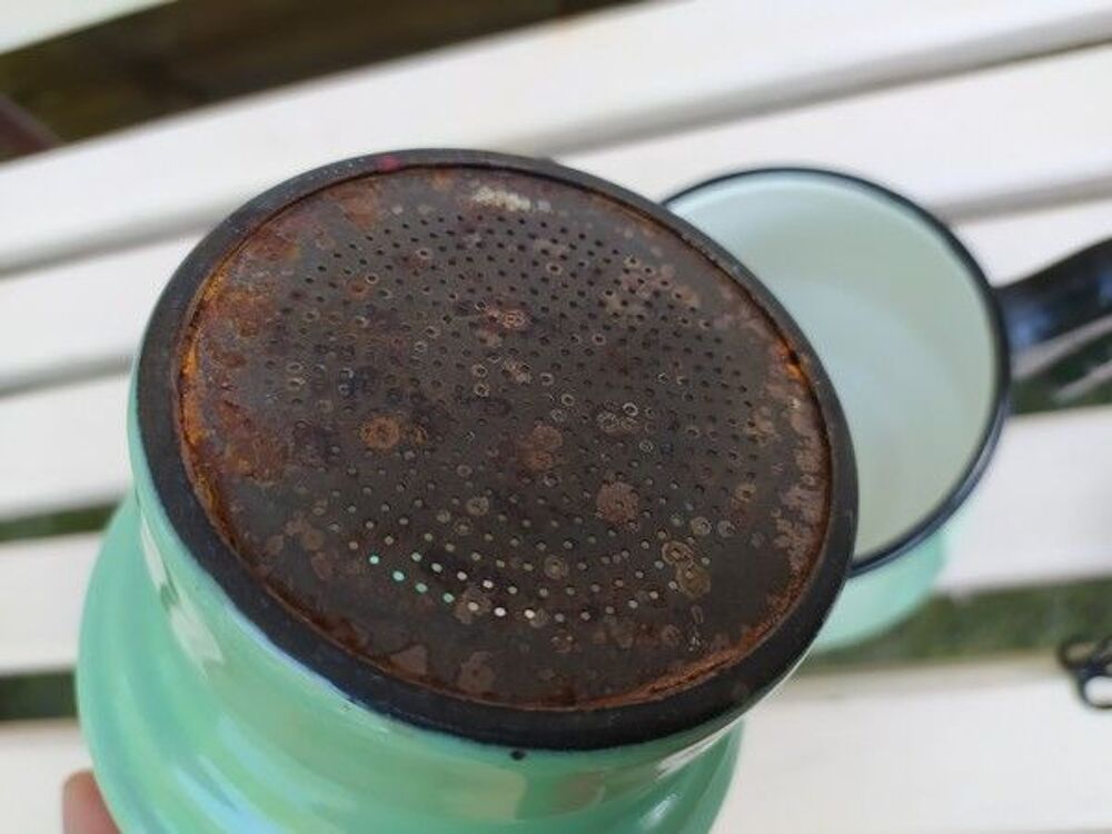 Ancienne Cafeti&egrave;re &Eacute;maill&eacute;e Japy Vert Pastel Vintage
