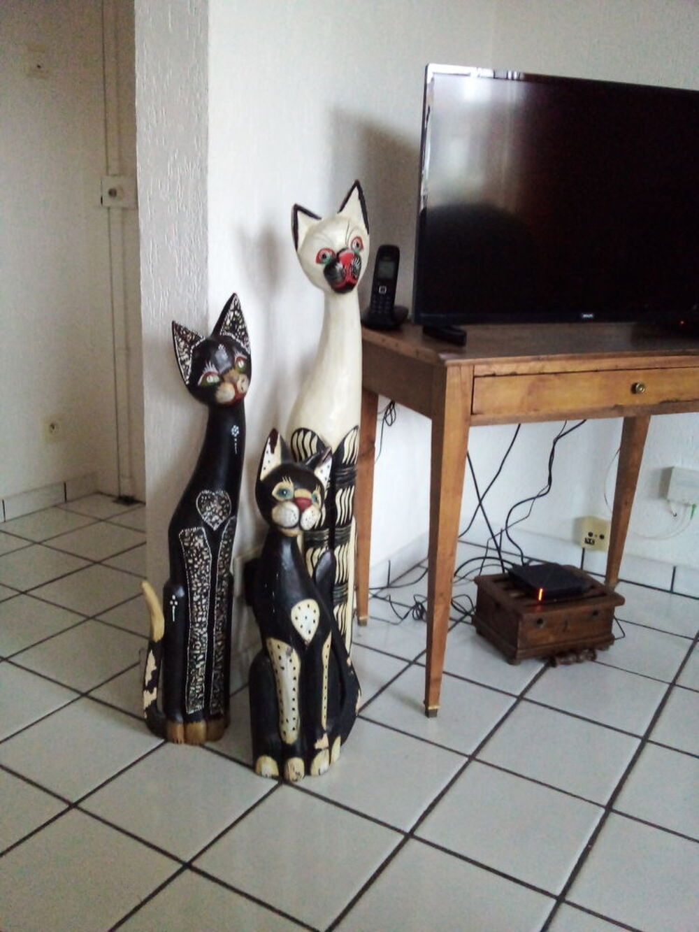 3 Chats en bois Décoration