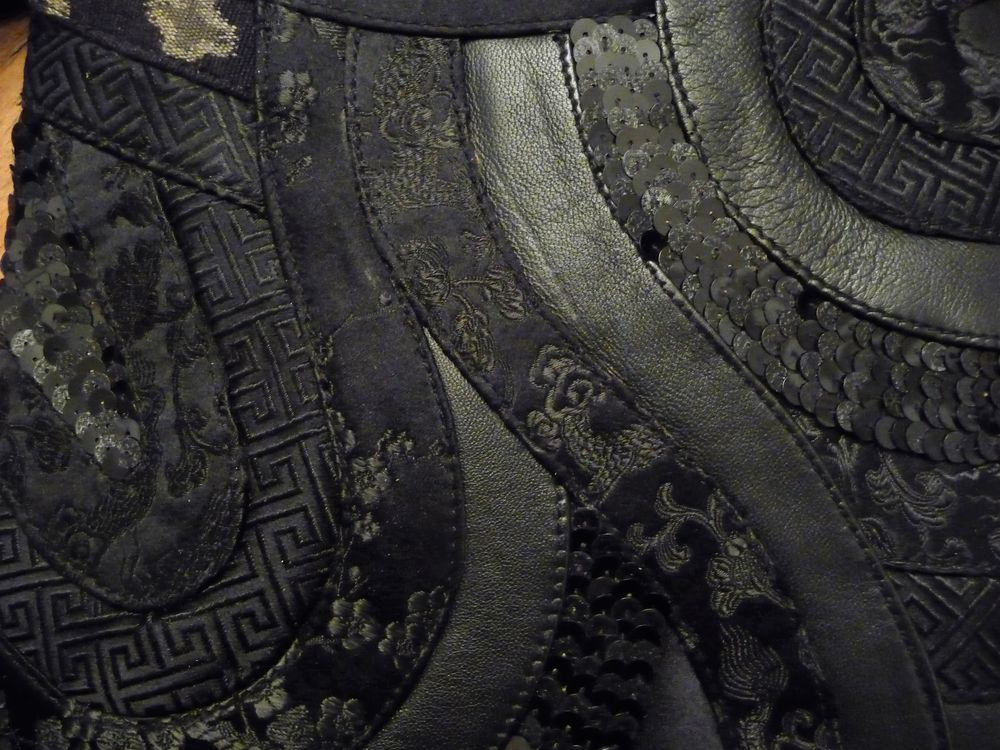 Sac &agrave; Main en Cuir et Tissu Noir &agrave; Bandouli&egrave;re- Ralph Kemp Maroquinerie