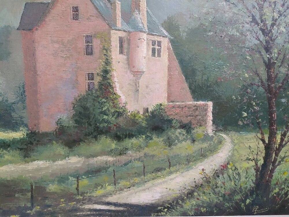Tableau Manoir Sign&eacute; G. Fran&ccedil;ois Peintre Tourangeau XXe 