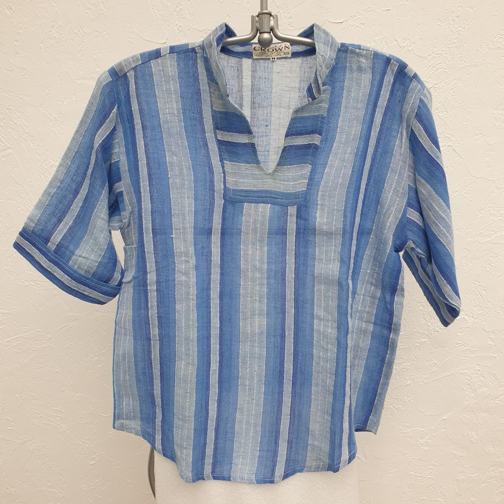 Tunique, Blouse India Lignes bleues Crown T M Vintage Vêtements