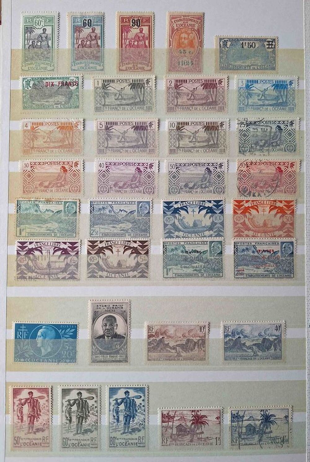 S&eacute;rie de timbres de l'&Eacute;tablissements fran&ccedil;ais de l'Oc&eacute;anie 