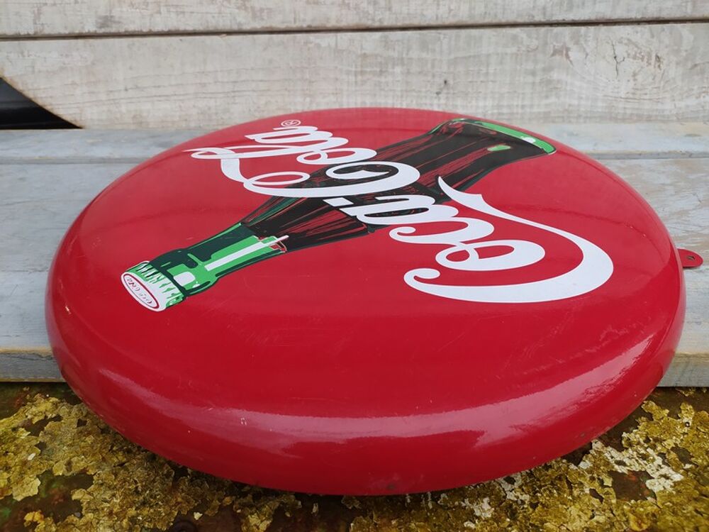 Plaque Coca Cola T&ocirc;le Ronde Vintage 1990-2000 