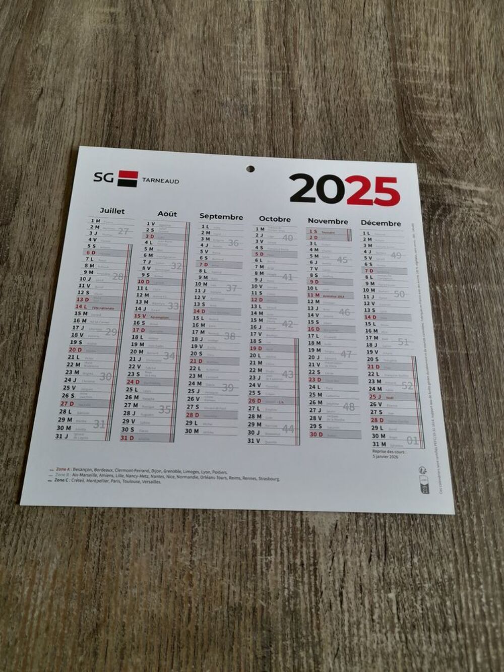 Calendrier 2025 