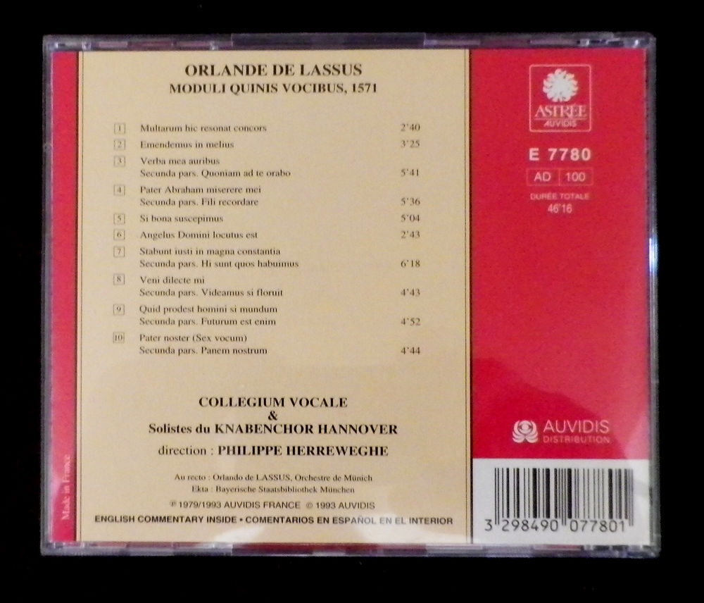 CD - Orlande de Lassus - Moduli Quinis Vocibus - 1571 CD et vinyles