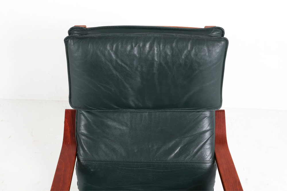 Fauteuil scandinave PO&Auml;NG en cuir vert sapin IKEA Meubles