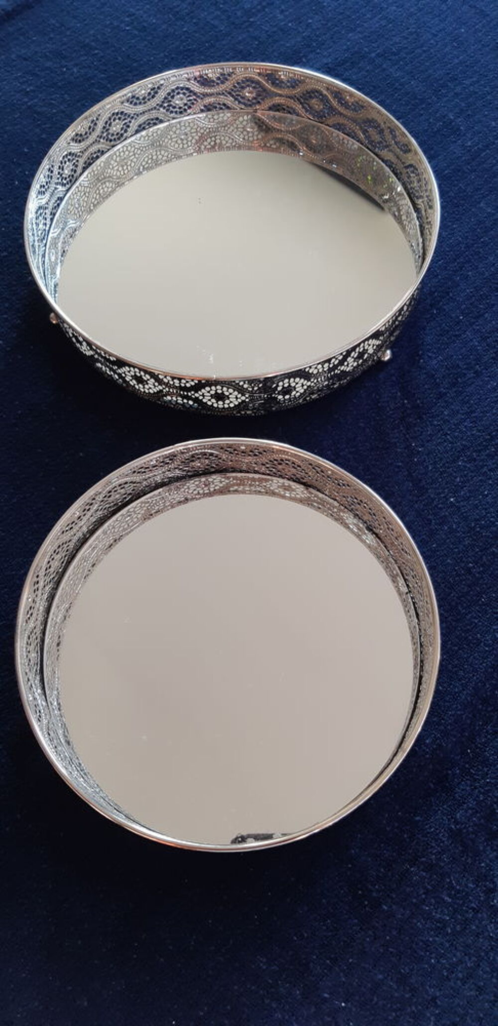 2 corbeilles m&eacute;tal avec fond miroir Décoration