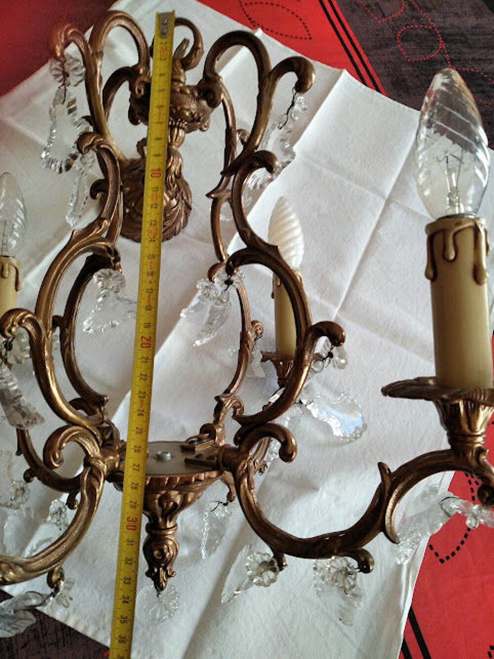 Lustre bronze et cristal Décoration
