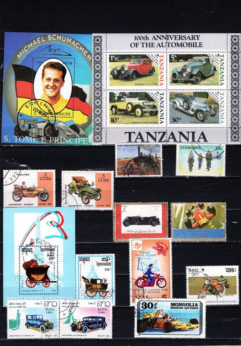 lot de 89 timbres du MONDE sur les TRANSPORTS ROUTIERS 