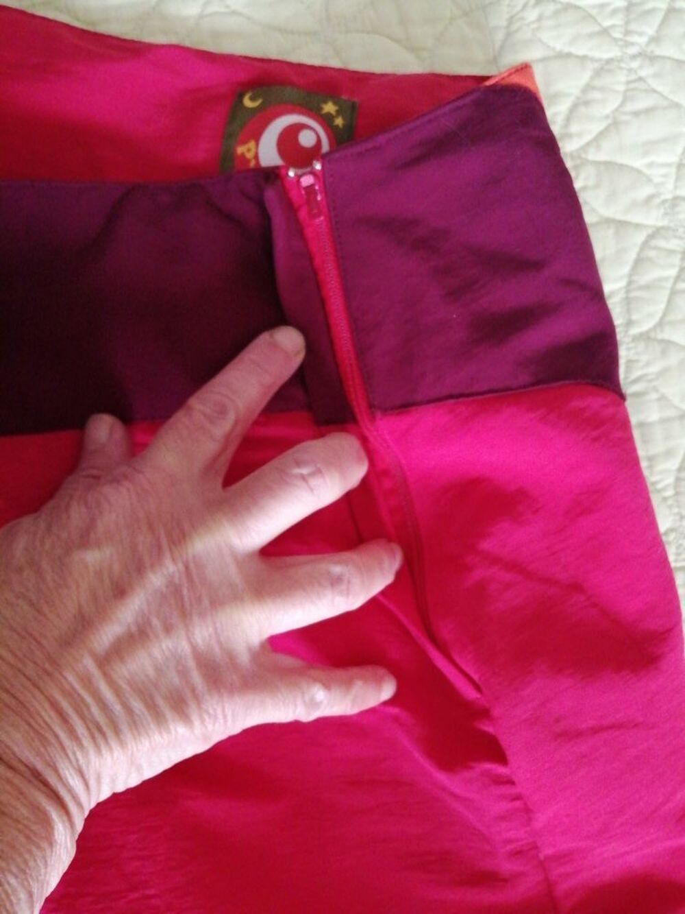 jupe longue coton rouge, orange et marron Vêtements