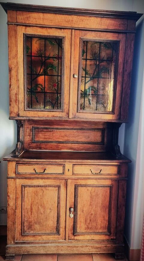 Buffet vaisselier style Anglais avec vitraux 150 Darvoy (45)