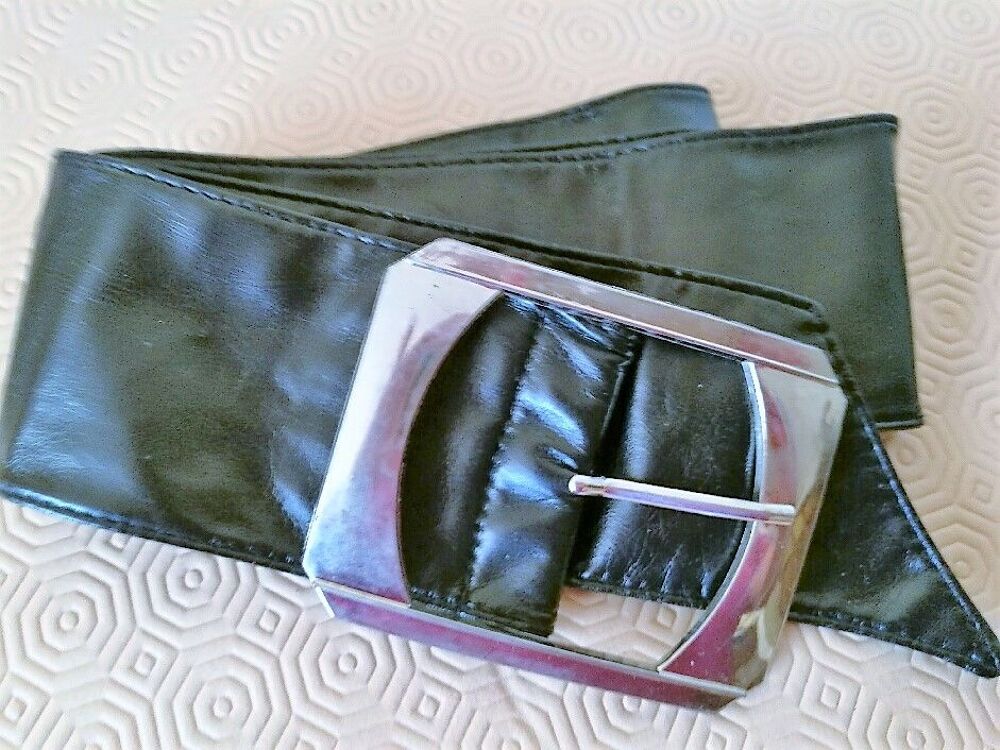 CEINTURE NOIRE BOUCLE CARREE (grande taille) Vêtements