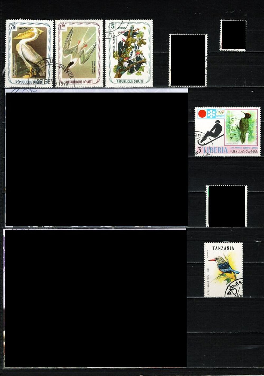 lot de 34 timbres du MONDE avec des OISEAUX 