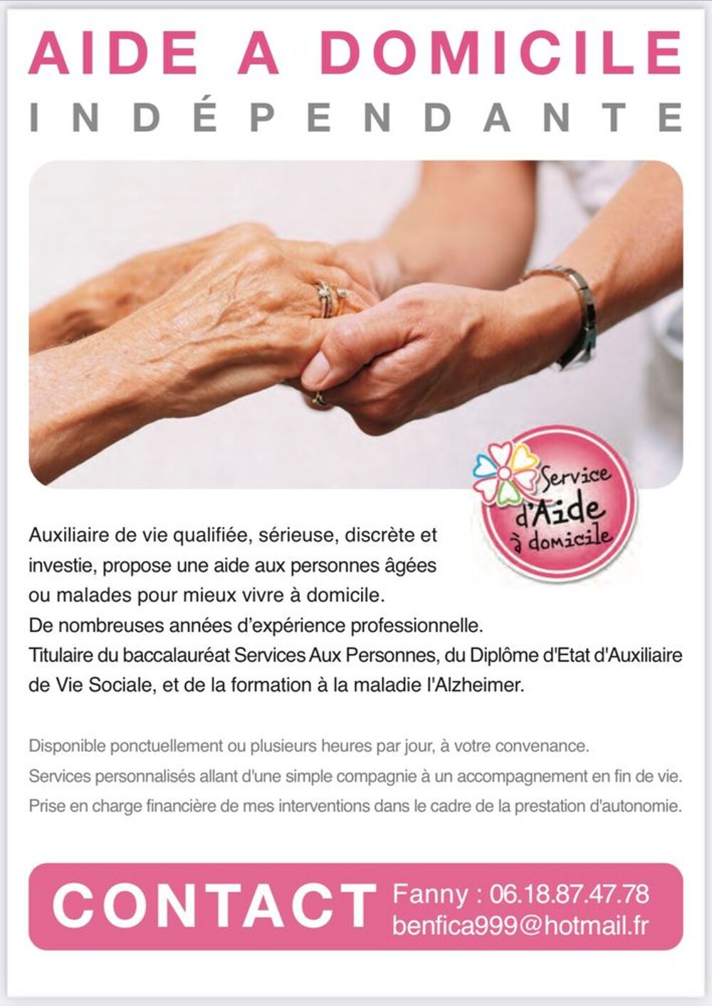   Auxiliaire de vie, 16 ans d'expérience  