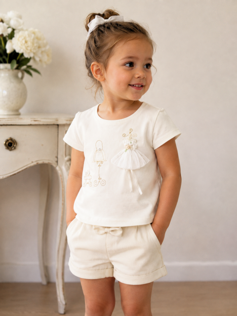 T-shirt Fille 2 ans Floriane ceremonie écru et or strass TBE 10 Brienne-le-Château (10)