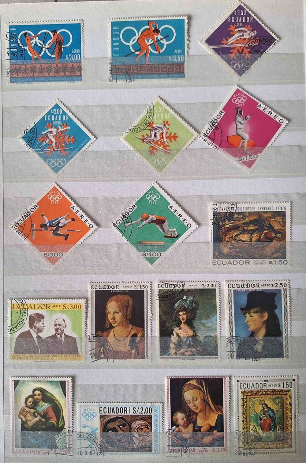 S&eacute;rie de timbres de collection d'&Eacute;quateur 