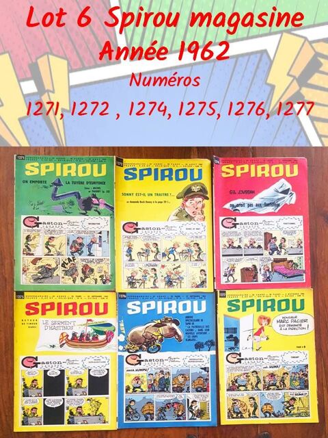 Spirou magasine Année 1962 - Lot 6 numéros anciens 30 Bondoufle (91)