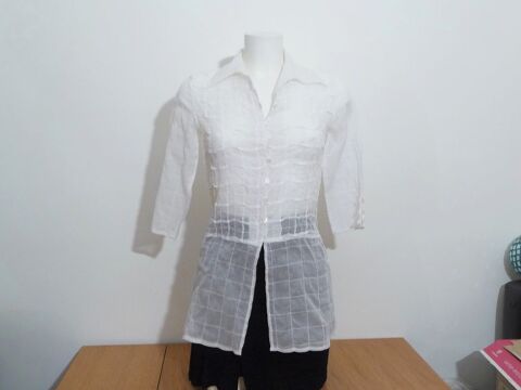Chemise/ Tunique Blanc Mi Longue à Manches 3/4- Rayure Paris 40 Paris 15 (75)