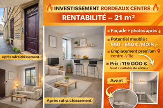  Appartement � vendre 1 pi�ce 21 m� Bordeaux