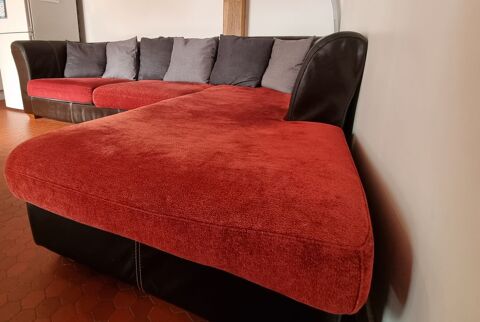 Canap d'angle cuir et tissu 90 Saint-Brevin-les-Pins (44)