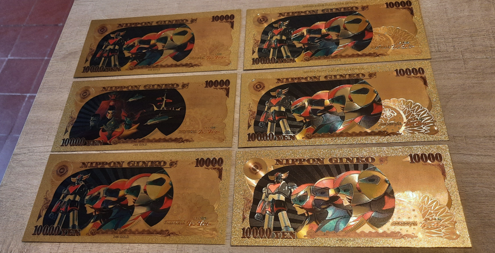 Lot de 6 Billets couleur or, de Goldorak 