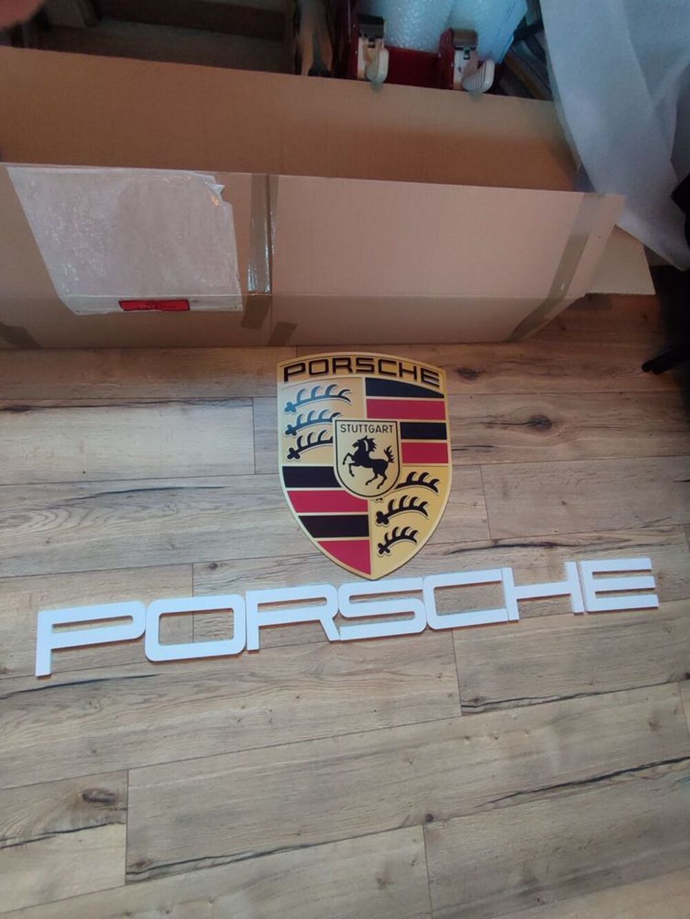 Enseigne publicitaire panneau Porsche 70x156cm Décoration