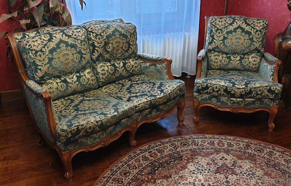 Canap&eacute; 2 places et son fauteuil Louis XV R&eacute;gence Meubles